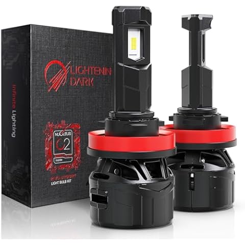 LIGHTENING DARK H11 Bulb,H8 H9 H11 Fog Light 600% Brighter Plug & Play 6500K Xenon White 360° Adjustable Light for Car with Cooling Fan, Pack of 2 Cover