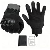 VQBKHO Guantes Tácticos Hombre con Pantalla Táctil,mit Tarjeta Herramienta Multifunción Guantes de Moto Resistentes y Transpirables con Nudillos Duros para Excursionismo Seguridad Caza Camping