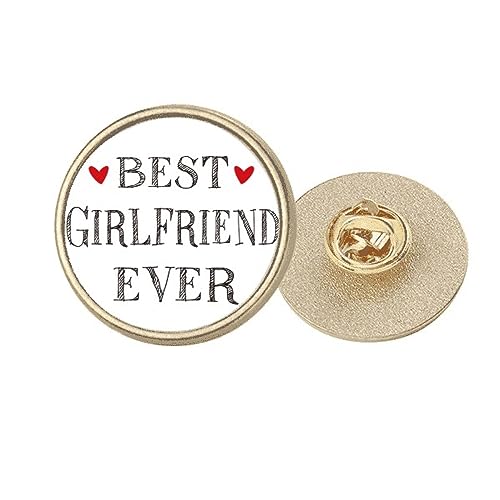 Broche ronde en métal doré Best girlfriend ever cœur taille M bijou femme