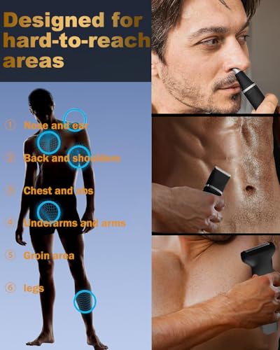 RAXMETRY Beard Trimmer for Men,Manscape 3-in-1 Electric Razor Groin Groomer,IPX7 Waterproof Wet/Dry,Versatile Body Hair Trimmer for Ball/Beard/Nose,USB Rechargeable & Nose/Shaves Head,Silver — view 3