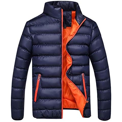 Men's Hooded Puffer Jackets Winter Warm Bubble Parka Coats Lightweight Packable Down Full-Zip Water-Resistant Jacket(Dark Blue,XX-Large) Cover