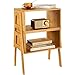 Pipishell Bamboo Stackable End Tables, Wood Living Room Nightstand, Bedside Tables for Bedroom Storage, 2PCS