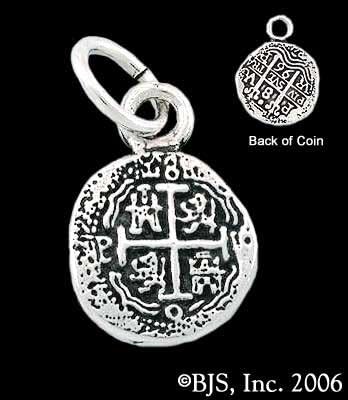 Sterling Silver Pirate Coin Charm - Pirate Jewelry