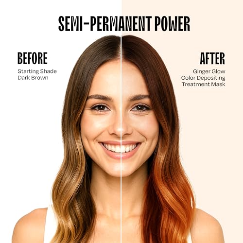 Image of Overtone Semi Permanent Hair Color Conditioner, Ginger Glow, 8 oz, Nourishing, Damage-Free, Color Depositing Mask for All Hair Types with Shea Butter & Coconut Oil, Vegan & Cruelty-Free
