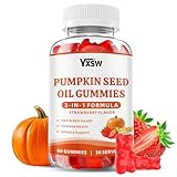 YXSW Pumpkin Seed Oil Gummies with Saw Palmetto, Organic Pumpkin Seed Oil Supplement for Hair Growth & Skin Health, Prostate Health, High Pure Extract for Women Men, Strawberry Flavor, 60 Count