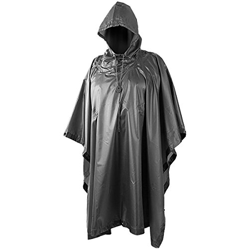 Poncho militar para senderismo y camping impermeable negro con capucha
