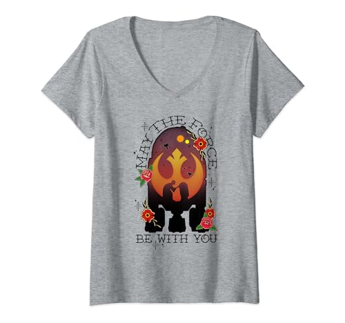 T-shirt Star Wars R2-D2 imprimé tatouage avec col V élégant