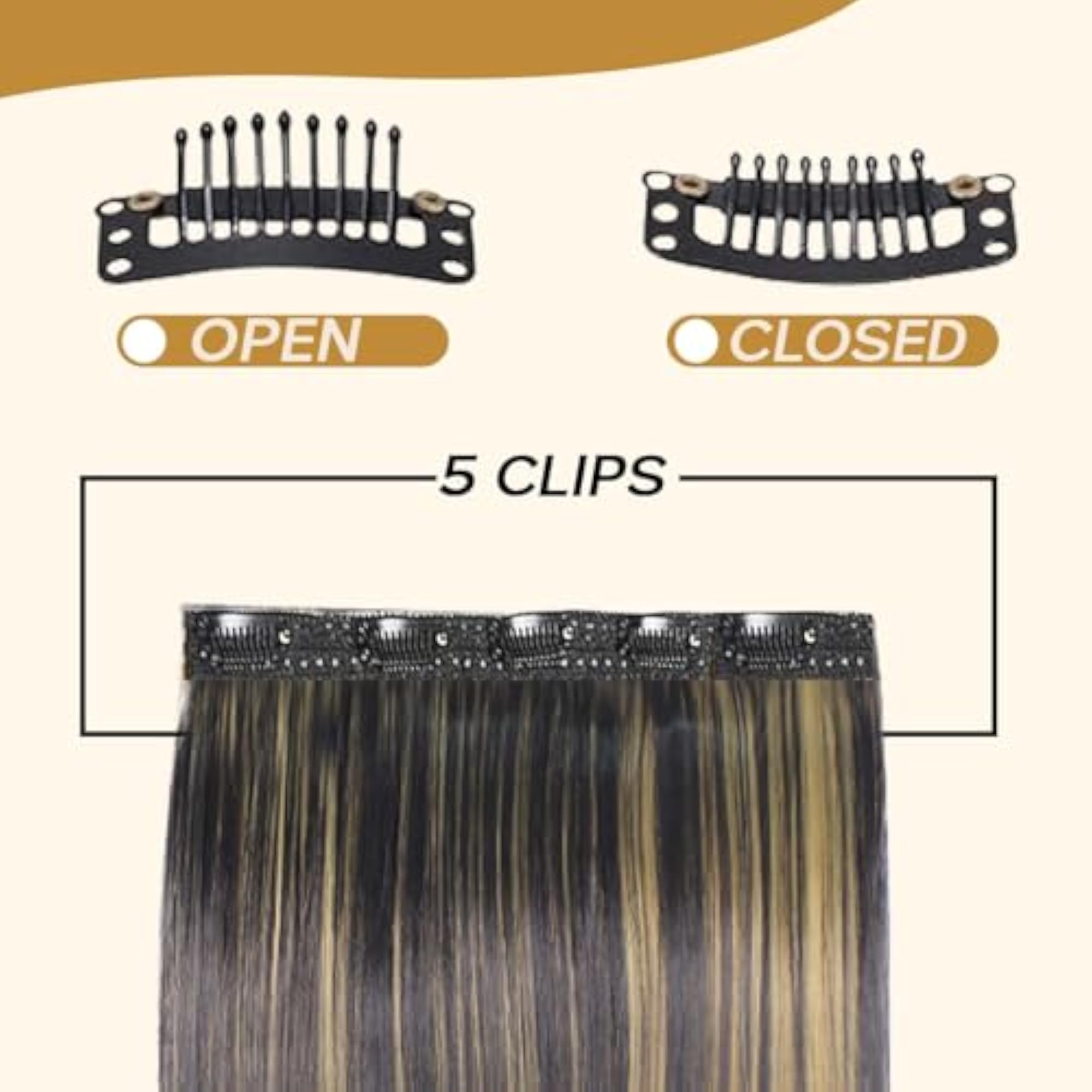 Dark Brown Highlighted Clip-In Synthetic Hair Extension