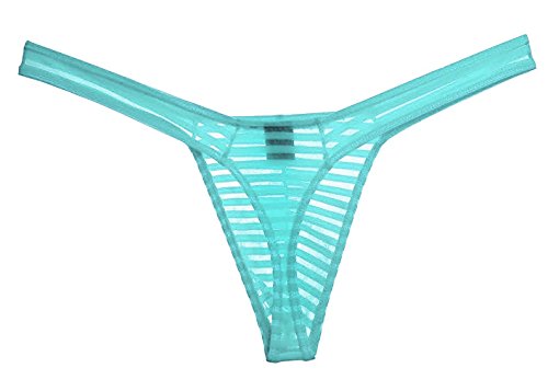 ONEFIT Men's Bordered Mini Brief Mesh Striped Bikini Briefs Underwear, Green, X-Large