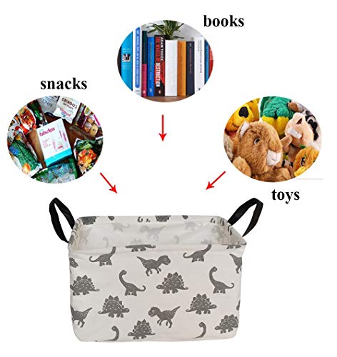 Huayee Rectangular Storage Bin Shelf Basket Canvas Fabric Toy Box,Waterproof Coating Nursery Hamper With Handles,Gift Basket For Home,Office,Clothesbooks(Rec Dinosaur) #TOP3