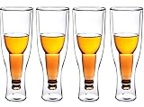 Einfachheit 4-pc-Biergläser-Glaswaren Mit Isoliertem Doppelt Ummauerten Bierglas Auf Dem Kopf Geöffnetes Geschenk Invertiertes Trinken Für Hochzeiten MUMUJIN (Color : Default)