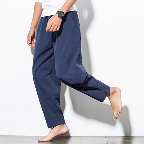 Men's Linen Harem Pants Loose Fit Drawstring Waist Casual Lightweight Yoga Pants Beach Summer Trousers Relaxed Fit3