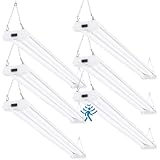 Sunco Lighting Motion Sensor 4ft LED Shop Light, Garage Lights Ceiling LED Plug in Fixtures, 40W, 5000K Daylight, Frosted, Motion Activated, Linkable Suspension Mount, ETL, 6 Pack