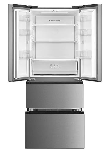 Cookology CFDF391IX 70cm Freestanding French Doors Fridge Freezer, 391 Litre Capacity with LCD Temperature Control, 4 Star Freezer and Frost Free - In Inox - Image 3