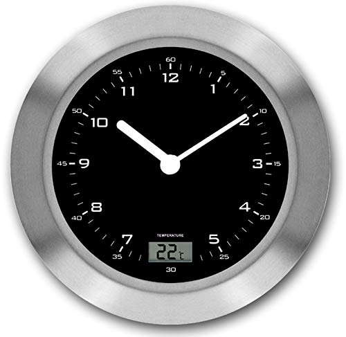 Funk-Wanduhr Badezimmer mit Temperaturanzeige, LAUTLOS