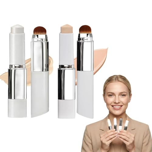 2pcs Facelove Foundation Stick with Brush, 2026 Facelove Changeable Foundation with SPF 15, 12 Hours Hold and Natural, Color Changing Foundation, Long Lasting for All Skin Types