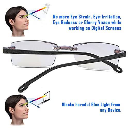 Image of AUGEN Blue Block Rimless Reading Glasses Gold Clear Unisex Free Size Power (+1.00, Pack of 3)