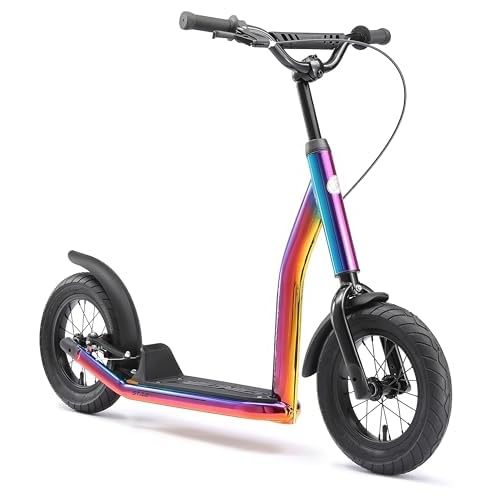 STAR SCOOTER Kinder Tret Roller ab 7 Jahre | City Kick Scooter Luftreifen Höhenverstellbar 12 Zoll New Gen | Chrom