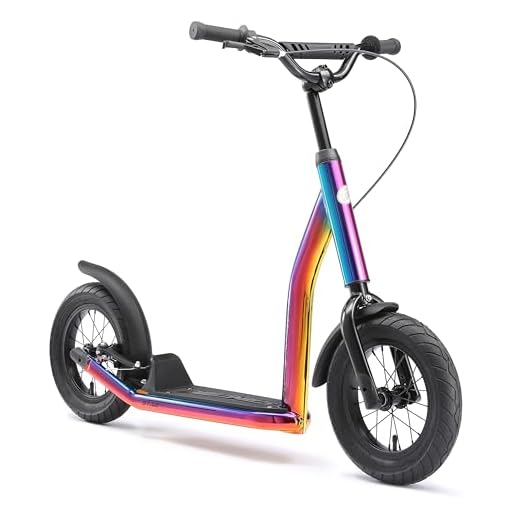 STAR SCOOTER Sparkcykel Kick City Scooter för pojkar och tjejer från 7 år, stora hjul, pneumatiska däck | 12" tam | krom
