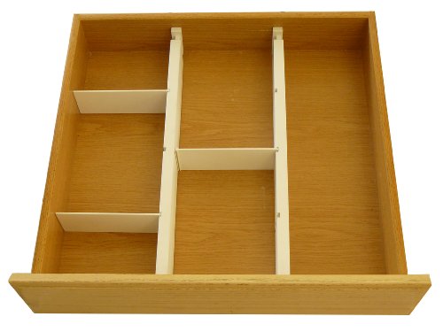 Axis International Marketing Dr. Organizer Expandable Plastic Drawer, 5-Piece, USA Patented, White, 5pc Kitchen Divider