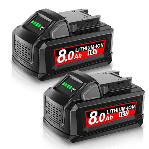 2X 8.0Ah M18 Battery for Milwaukee, Powtree Replacement for Milwaukee 18V Battery 48-11-1810 48-11-1820 48-11-1850 48-11-1828 48-11-1860 Cordless Power Tool with Indicator