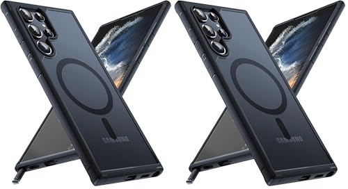 Image of TOCOL for Samsung Galaxy S22 Ultra Case Magnetic, [Wireless Charging Compatible ][Military Drop Protection] Translucent Matte Back Cover for S22 Ultra, Black (Pack of 2)