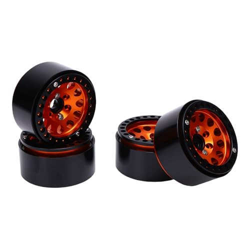 Moyeux de roue RC pour sessions outdoor, jantes alu 4,8 cm orange sur crawler 1:10
