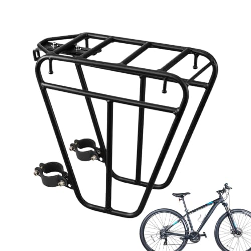 Portapacchi anteriore per bicicletta, universale, adatto per cestino della pizza e trasporto di merci: il portapacchi anteriore per bicicletta è universalmente compatibile e ideale per trasportare scatole per pizza, cestini della spesa e carichi quotidiani sulla parte anteriore della bicicletta.