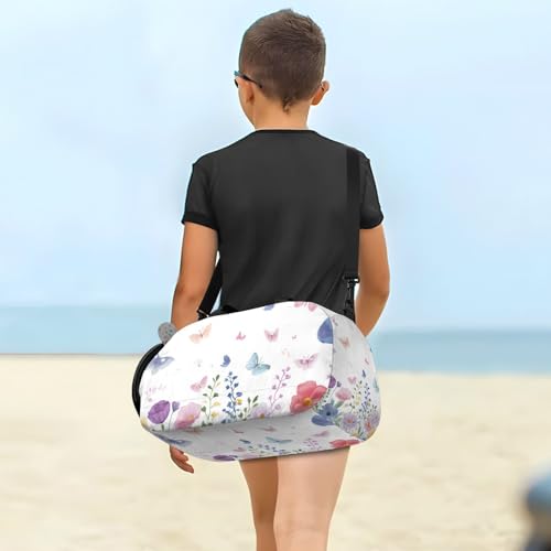 Duffle Bag for Boys or Girls with Shoes Compartment, Butterfly Blossom Flowers Sports Travel Bag Overnight4