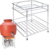 Stainless Steel Stand Heavy Duty Matka Stand with Bottom Tray | Rust-Resistant, Durable & Space-Saving Design Pot Stand with Round Surface Stand Water Dispenser Stand Multipurpose Rack for Kitchen.