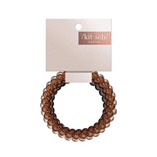 Kitsch Large Spiral Hair Ties For Women - Waterproof Ponytail Holders For Teens | Stylish Phone Cord Hair Ties & Hair Coils For Girls | Coil Hair Ties For Thick Hair & Thin Hair, 8 Pcs (Brunette) #TOP2