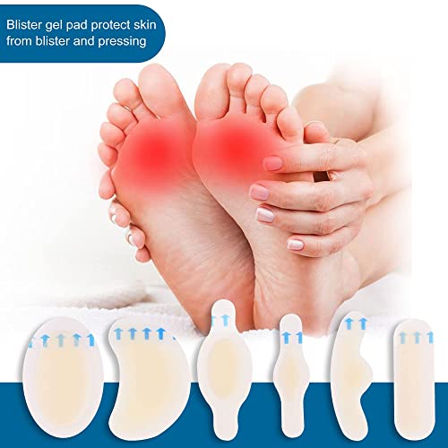 Lotfancy Blister Bandages, Gel Blister Cushion, 24 Pcs Blister Pads And 12Dots Acne Plaster - 8 Size Waterproof Hydrocolloid Seal Adhesive Bandages For Foot, Toe, Heel Blister Prevention & Recovery #TOP6
