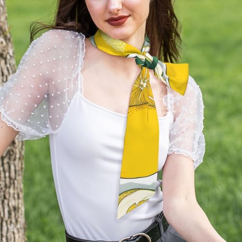 Yellow Lemon Printing Women's Fashion Scarf - Head Hair Accessories Versatile Scarf for Women Valentine's Day and Mother's Day4