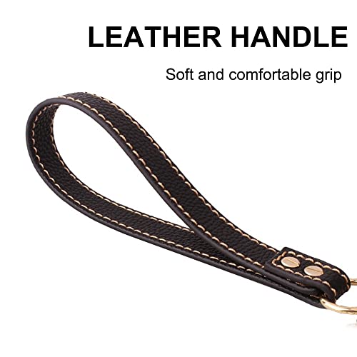 Hundeleine Kette, 1,3m/4ft Metall Hunde Übungsleine, Trainingsleine mit PU-Leder Griffe für Kleine Mittlere Große Schwere Hunde