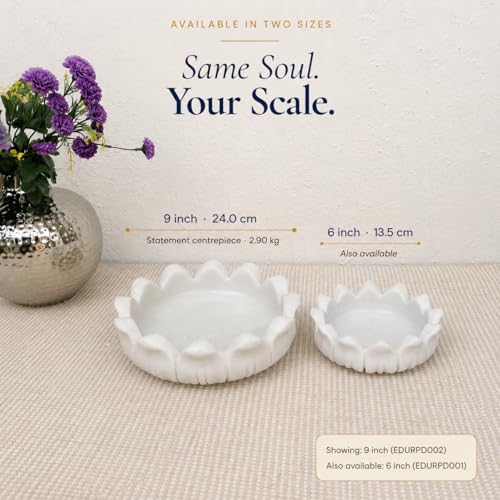 Image of Marble Urli Bowl for Home Decor | Handcrafted Floating Bowl, Decorative Centerpiece for Living Room Table, Luxury Stone Urli Dish, Pooja Decor & Festive Gift Item (Padma /9 Inch)