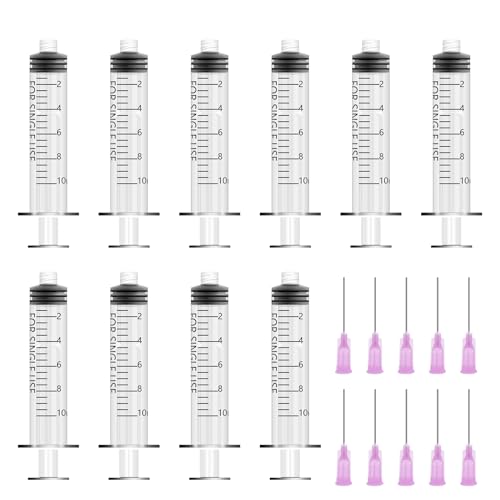 Lot de 10 seringues de 10 ml avec aiguille émoussée, seringue en plastique, seringue doseuse, seringue à colostrum, seringue d'injection, pour laboratoire,...