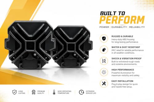 Image of Thorax 40W Dual Color LED Fog Light for Bike & Car - Yellow & White Beam, 4 LED Projector Lens, Waterproof IP68, Universal Fit (12V-80V) - Pack of 2