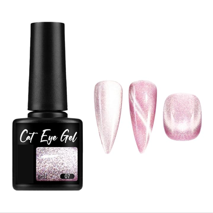 Set de Esmaltes de Uñas Ojo de Gato Estrellado Esmalte de Uñas Rosa Con Purpurina