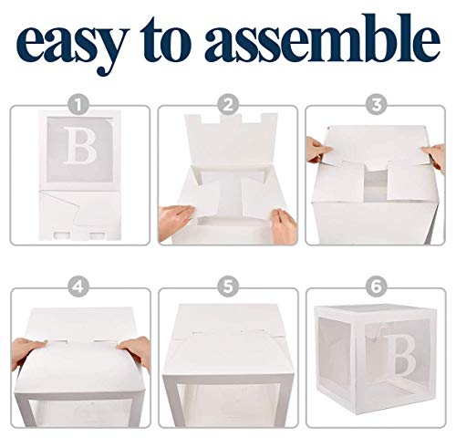 Baby Balloon Box For Baby Shower Decorations (6 White Boxes) | Balloon Boxes With Letters, 2-Sets Of A-Z, 52 Letters For Custom Name - Baby Blocks For Baby Shower Decor, Birthday Party, Gender Reveal #TOP6
