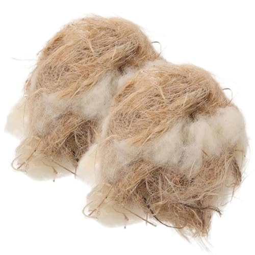 AwnsIMfreien Lot de 2 nids d'oiseaux, matériau de Nidification en Fibres Naturelles mélangées, Sac Confortable 40 g Jute, Paille et Coton pour Oiseaux Sauvages, pinsons, canaris et colibris
