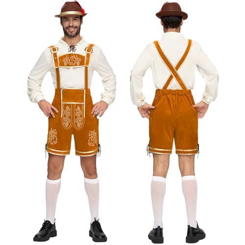 Spooktacular Creations Halloween Men Oktoberfest Costume Set, Lederhosen Men with German Bavarian Hat, Beer Costume, Adults Halloween Ginger Outfit for Beer Festival Party (Large) - image 4