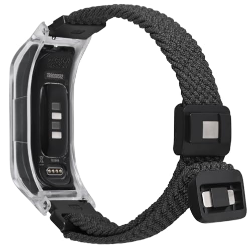 C2D JOY Braided Nylon band Compatible with vivosmart 5 Activity Tracker Replacement Watchband with Transparent Case-Black