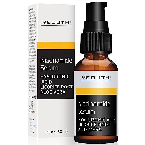 YEOUTH Niacinamide Serum for Face with Hyaluronic Acid and Aloe Vera, Hydrating Multitasking B3 Face Serums for Women and Men 1oz
