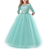 h&m mädchenkleider sale  TTYAOVO Mädchen Festzug Ballkleider Kinder Spitze Gestickte Prinzessin Hochzeit Kleid Größe (160) 11-12 Jahre Grün 1