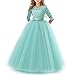 TTYAOVO Chicas Princesa Flor Vestir Largo Pelota Vestido Cordón Cumpleaños Vestidos 8-9 años(Talla140) 378 Verde