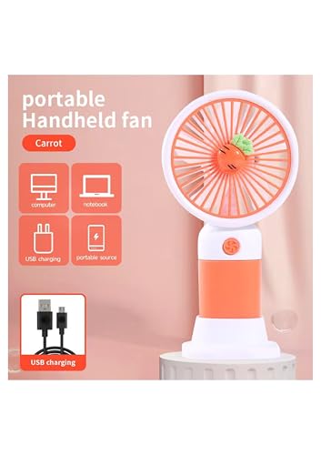 Image of Portable USB Hand Fan with Rechargeable Battery - Mini Personal Cooling Fan with Stand for Home, Office, Travel & Outdoor Use (Multicolor) - any color