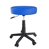 arreditaly sgabello da estetista rotondo con ruote sgabelli manicure pedicure massaggio fisioterapia tatuaggi sedia girevole in ecopelle seduta imbottita altezza regolabile da 44 a 56 cm (blue)