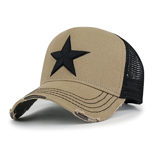 ililily Star Embroidery Black White Trucker Hat Cotton Baseball Cap product thumbnail 7