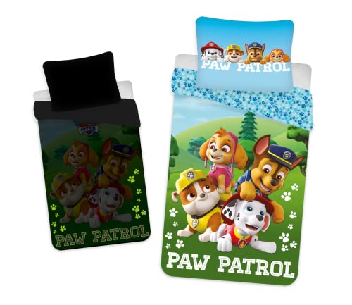 Paw Patrol Parure de lit fluorescente en coton avec taie d'oreiller 135 x 200 cm Cover