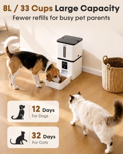 Yakry Automatic Dog Feeder with Camera - 8L/33 Cups Smart Dog Feeder